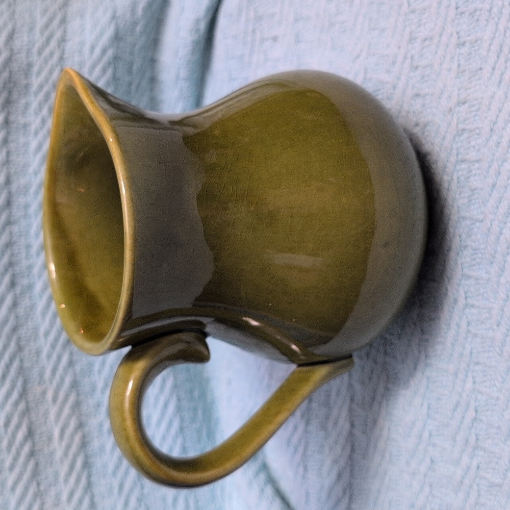 Vintage Mid-century Green Ceramic Syrup Pitcher - Picture 5 of 5
